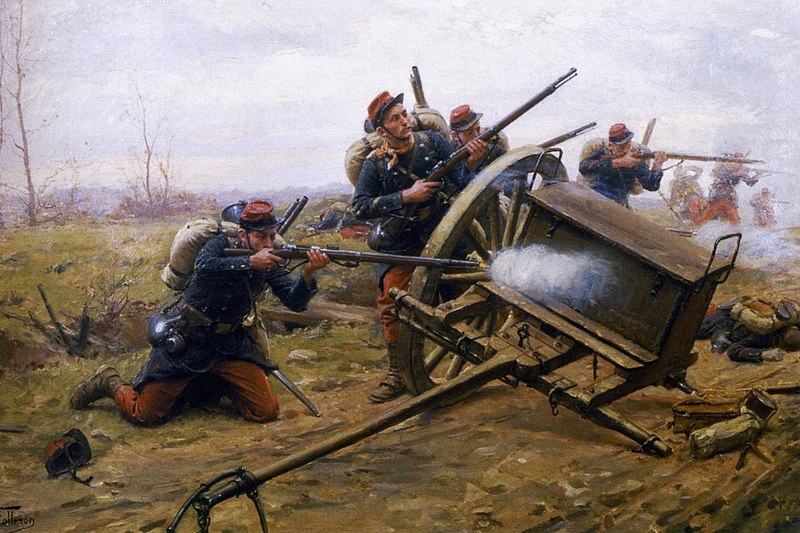Combat d'infanterie sur une route 1870 Soldats du 24e d'infanterie de la brigade Micheler