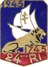 Insigne regimentaire du 24e Regiment dInfanterie 1745 1945
